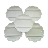 Set of 5 asparagus plates in white Limoges porcelain