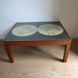 1970s Maison Jansen Campaign Style Coffee Table World Atlas Map