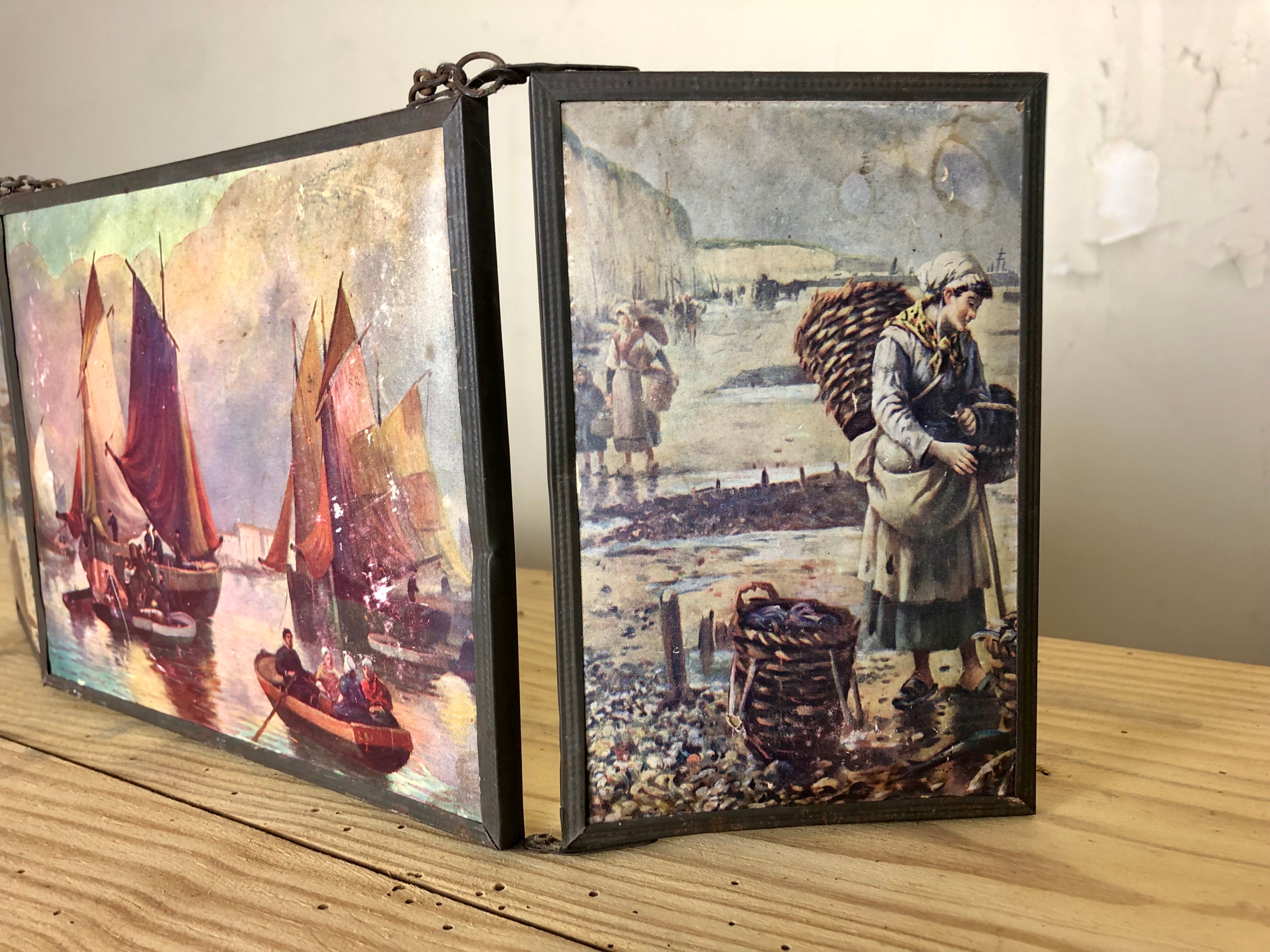 Barber mirror triptych 1900 43x15cm