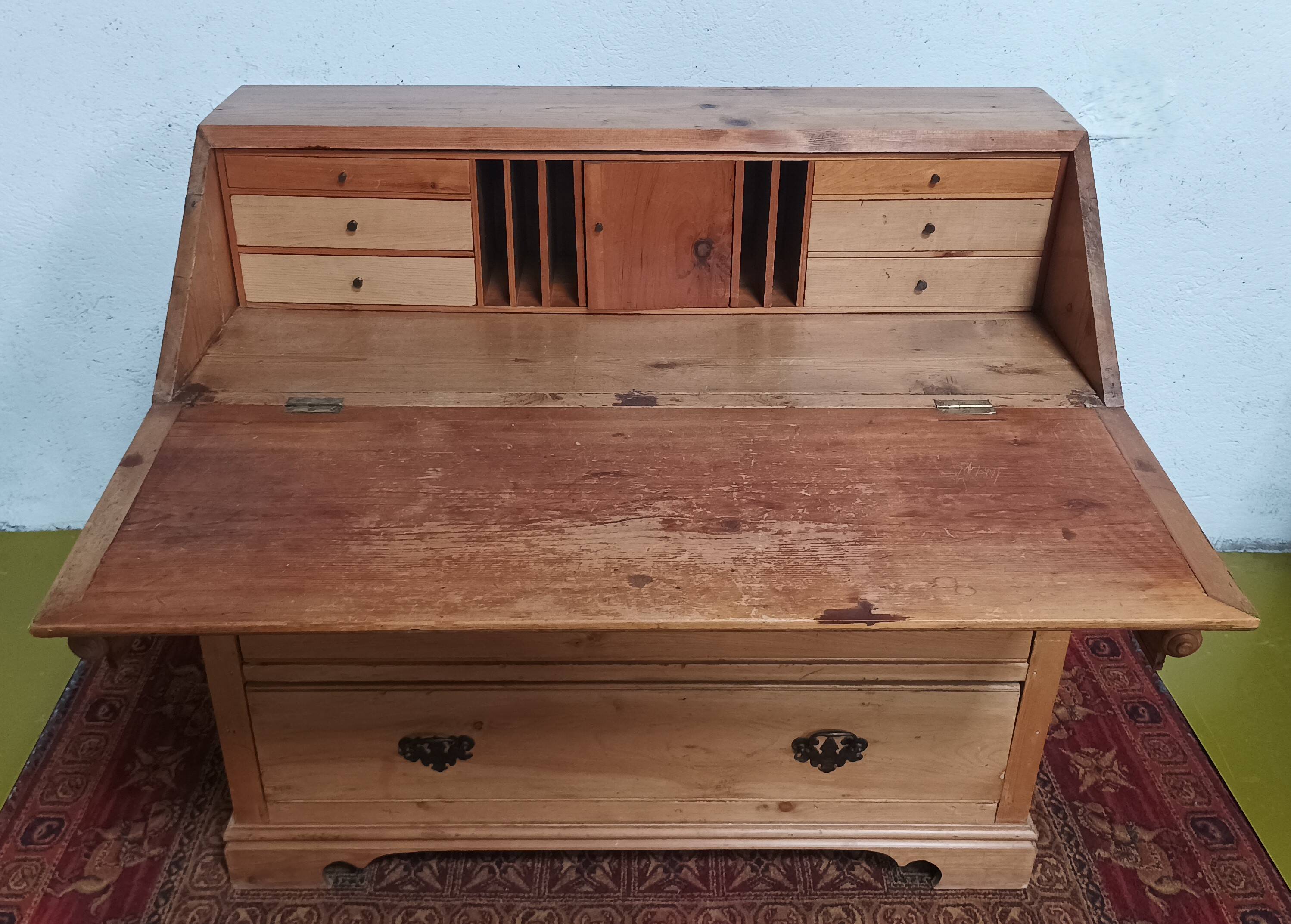 Slope desk, 19th century pine scriban