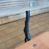 Antique garden bench with cast iron legs