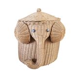 Panière à linge éléphant en rotin