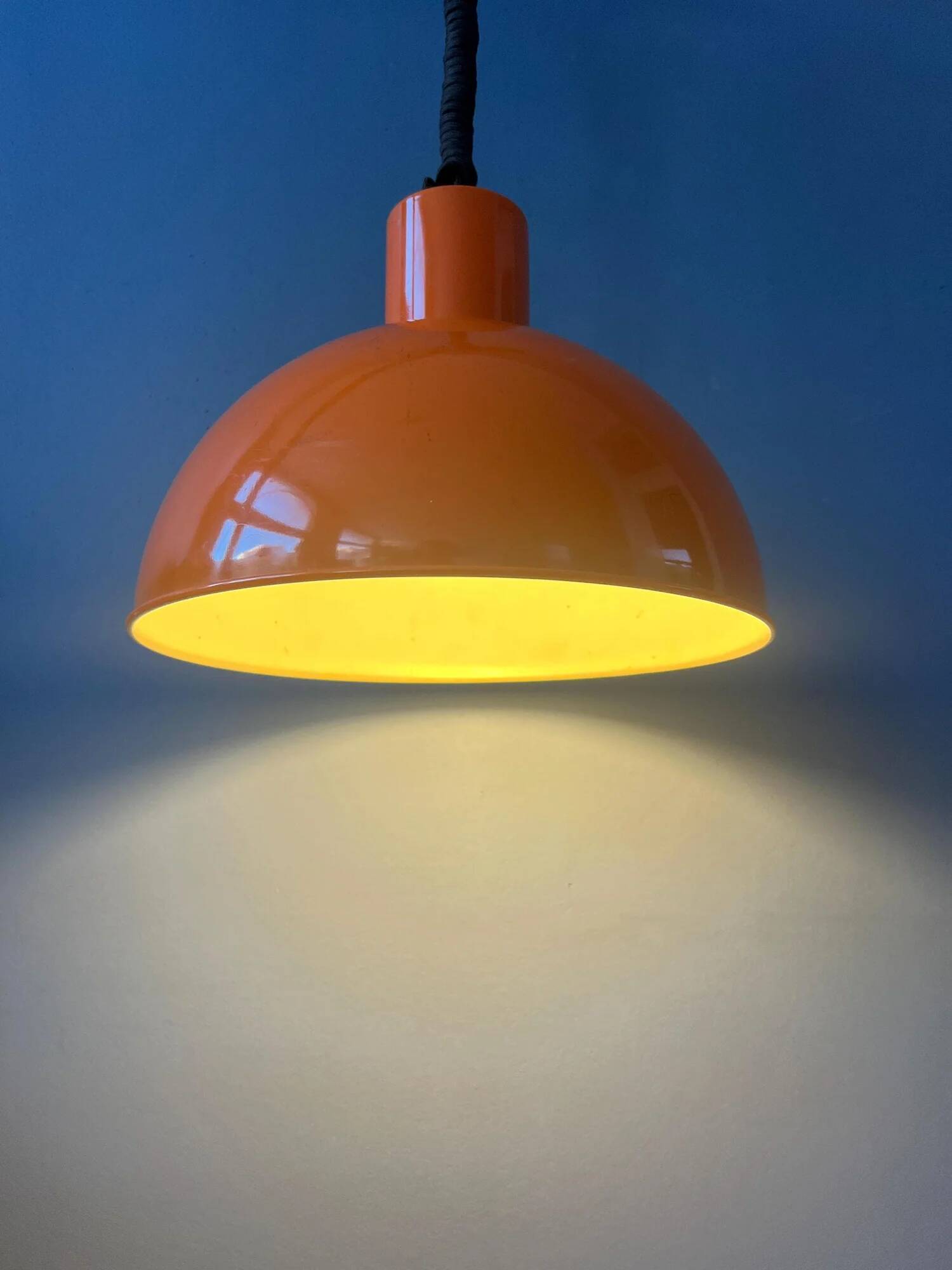 Orange Fog & Morup enamel pendant lamp by Joe Hammerborg