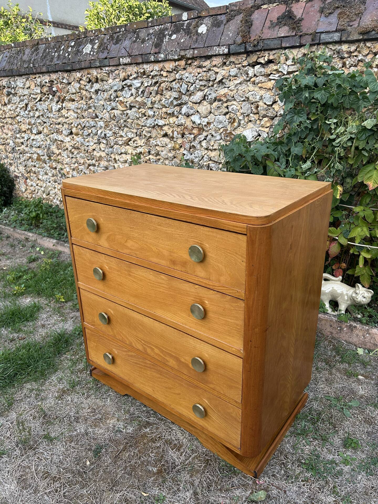 Art Deco chest of drawers with 4 drawers in light wood