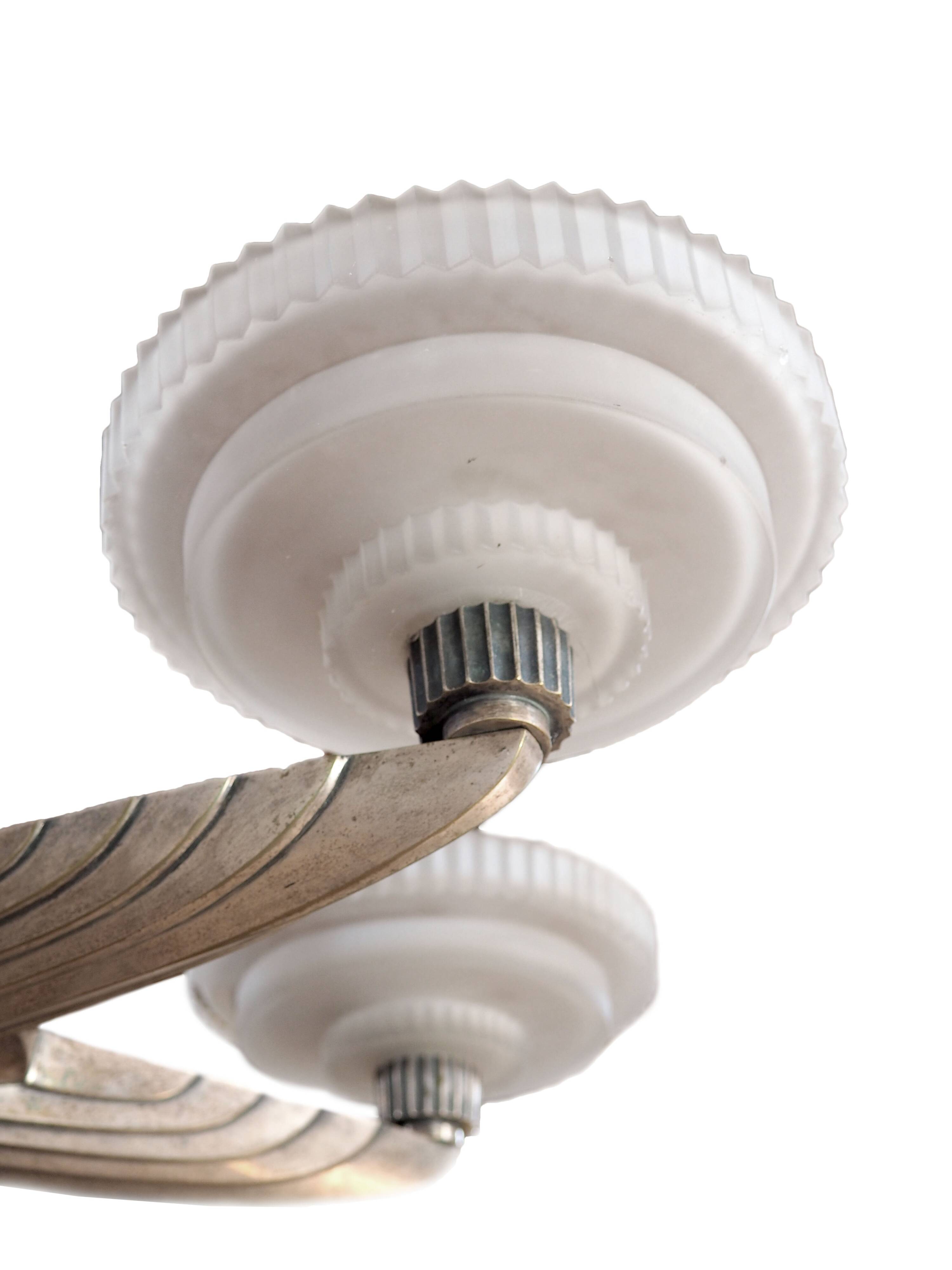 Petitot silver bronze art deco chandelier