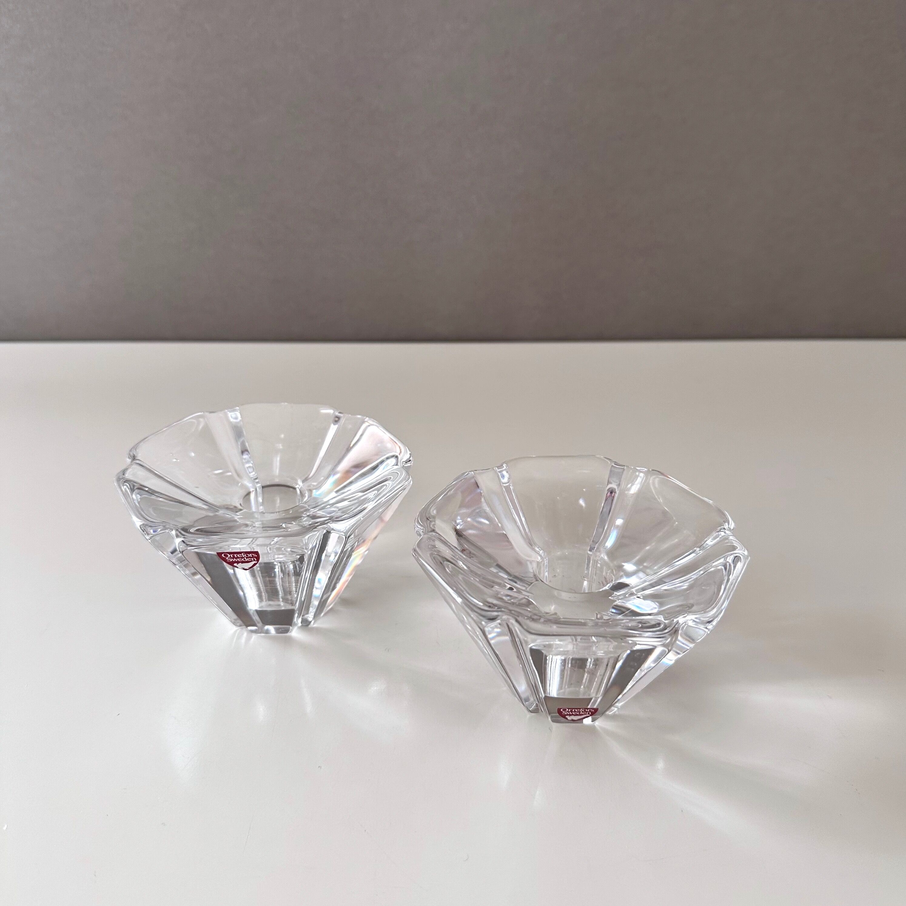 Orrefors Orion candle holder, glass candle holder, scandinavian design