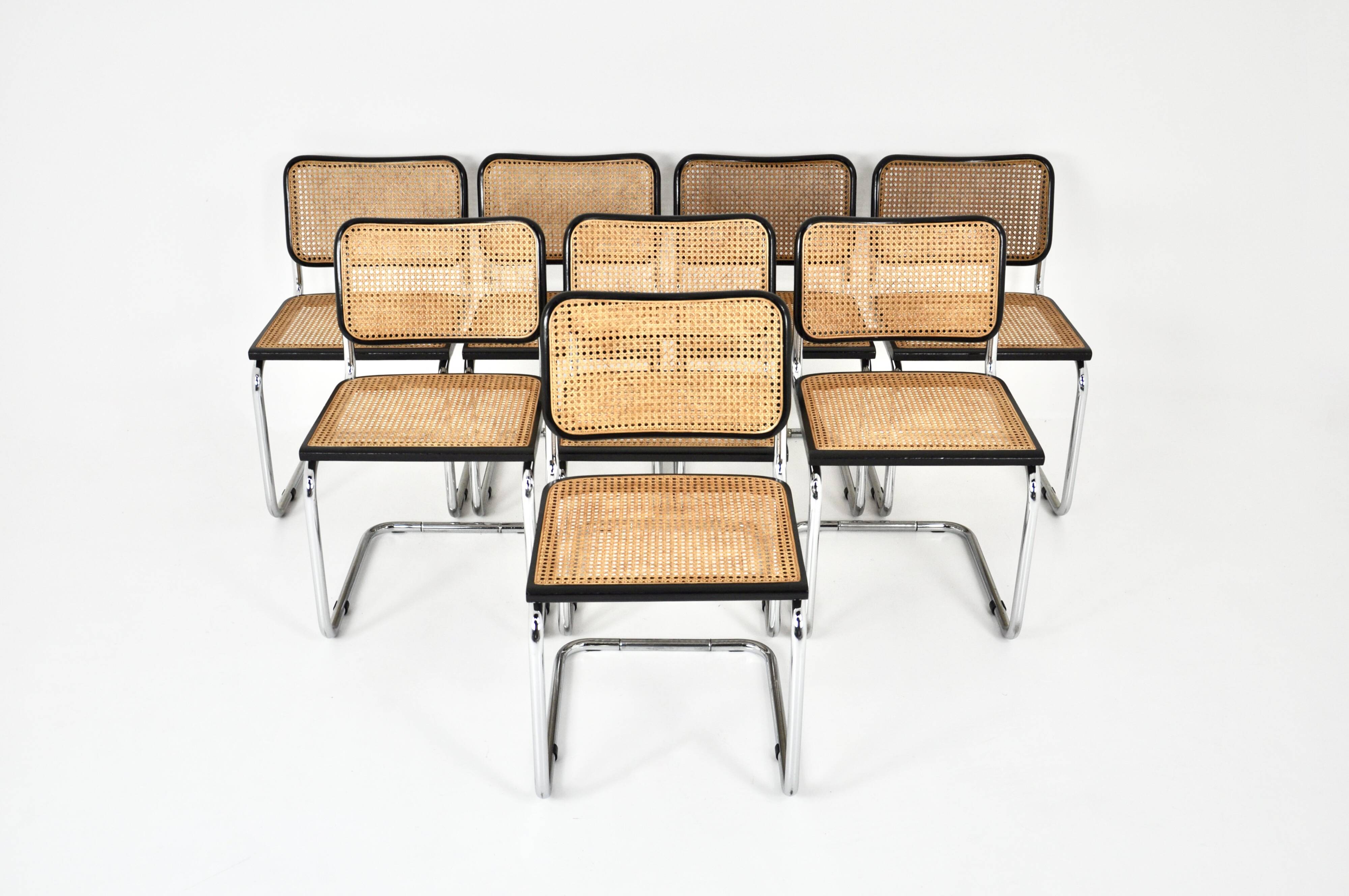 Set of 8 Style B32 dining room chairs by Marcel Breuer