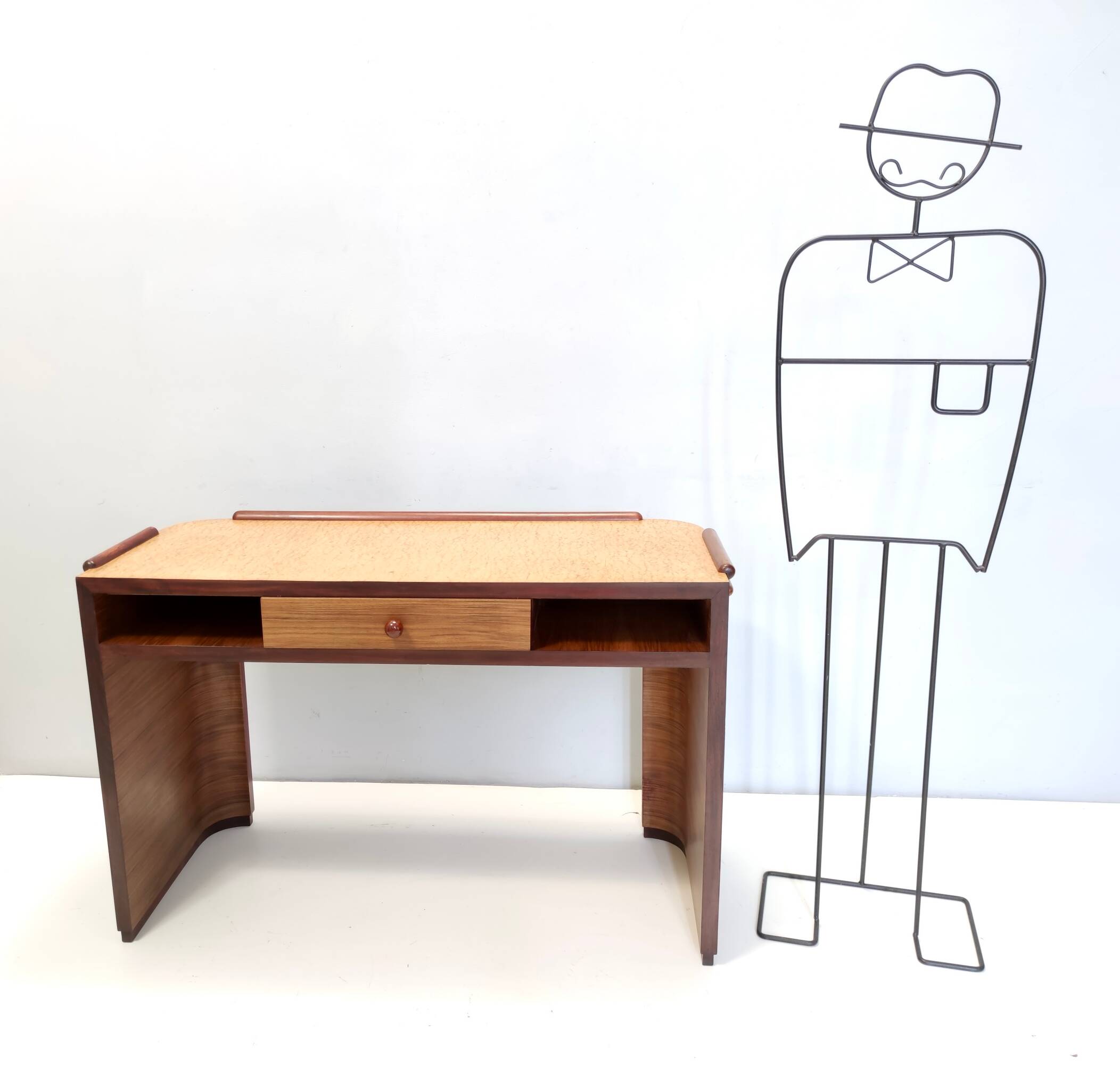 Art Deco desk in walnut, birch and beech, Brianza, Italy