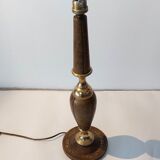 Le Tanneur 1960 lamp stand in leather and gilded brass