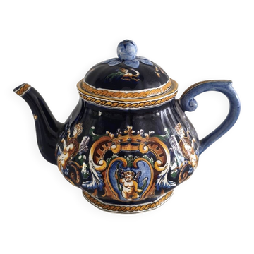 Gien earthenware teapot - Renaissance Blue (Hand painted)