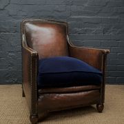 French leather club chair normandy model c1910-1930