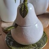 Vintage pear barbotine sugar bowl