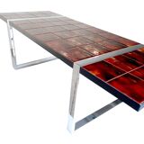 Large Chrome Ceramic Side Table