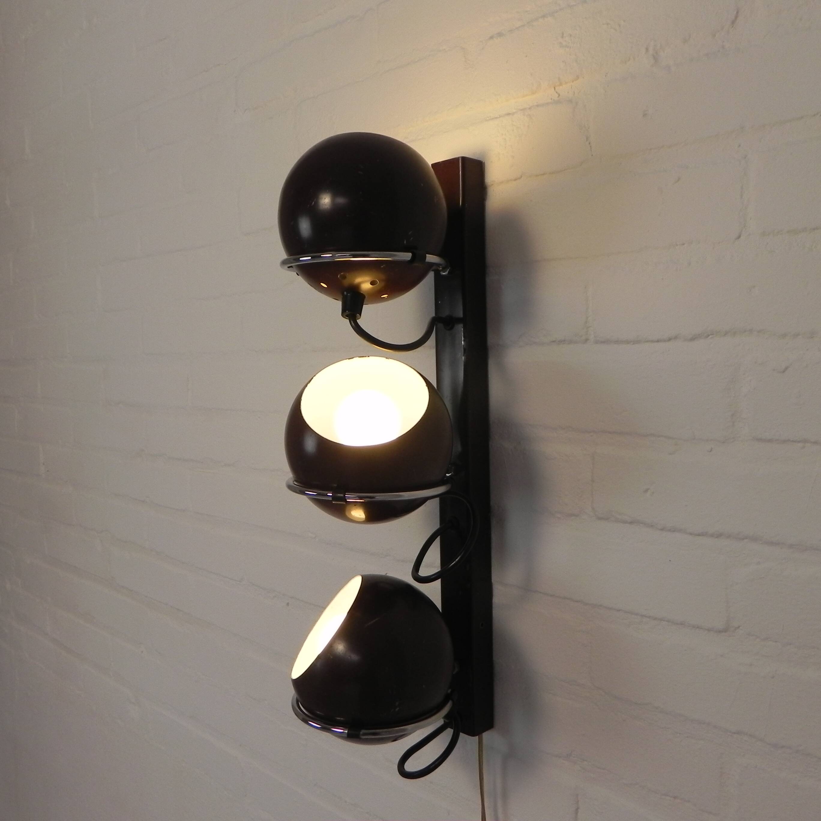 Gepo wall lamp with 3 globes, 1960s