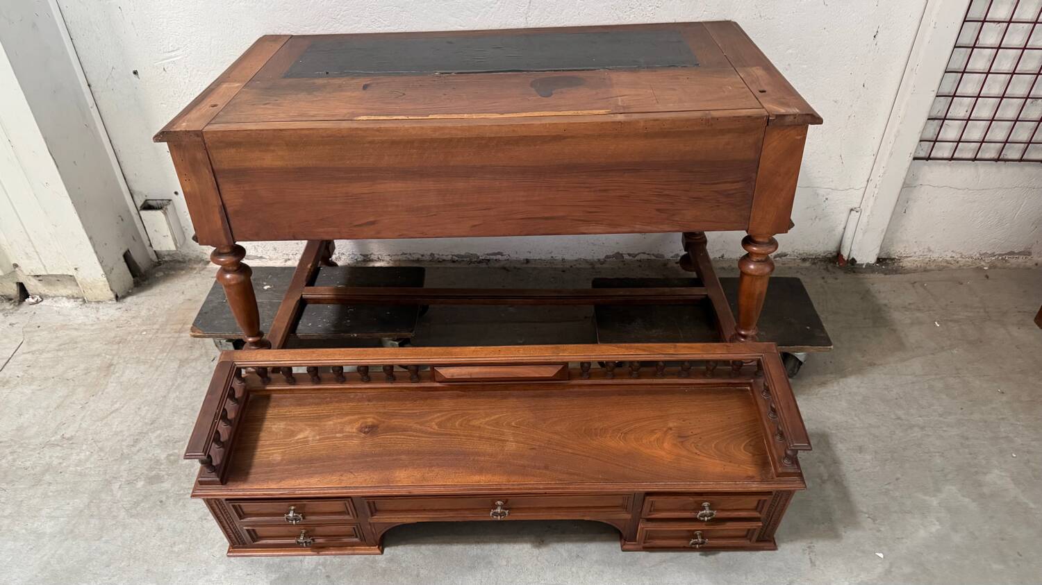 19th century walnut stepped desk