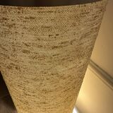 70's ceramic floor lamp with boucle fabric shade.