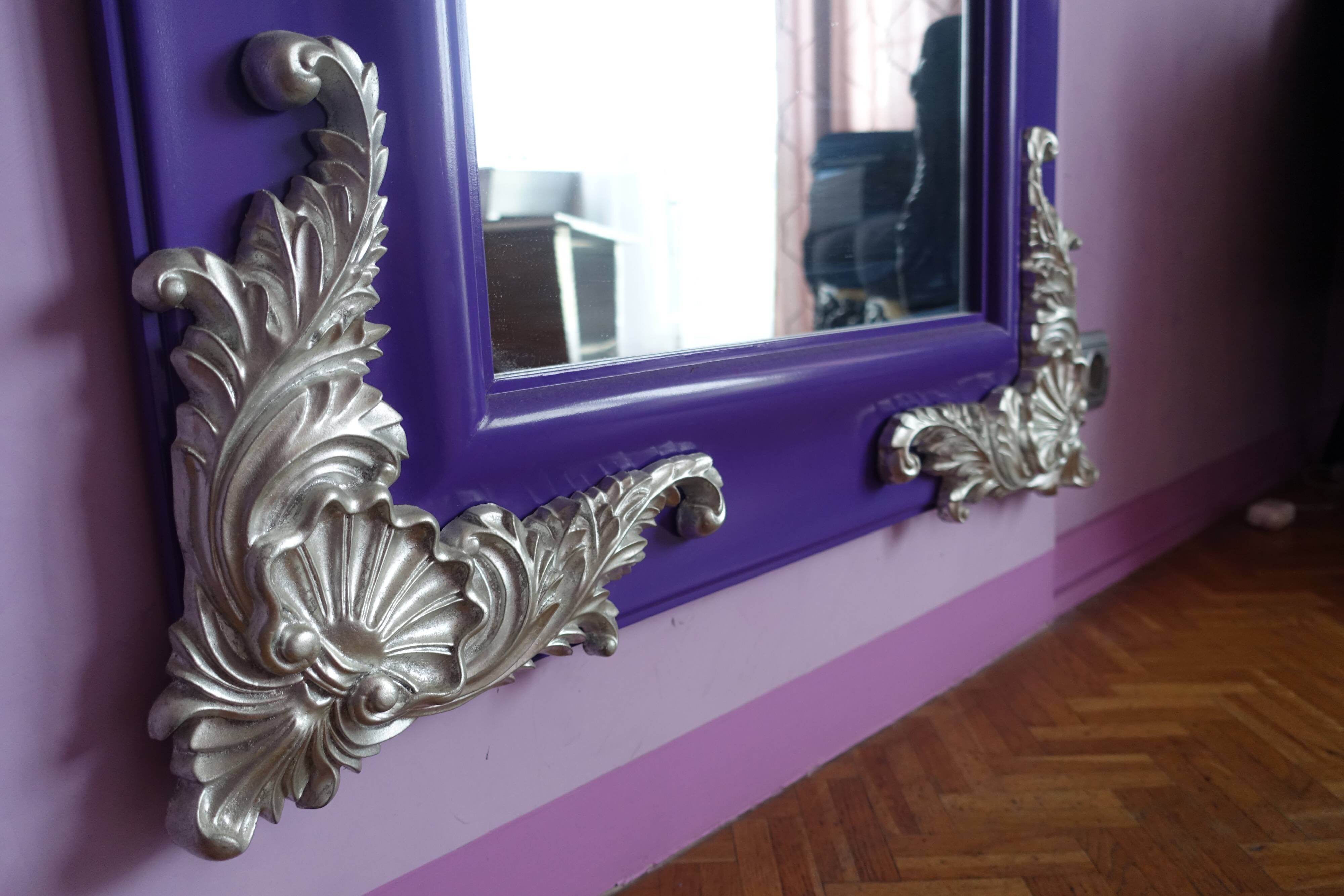 Large Venetian-style purple Italian mirror