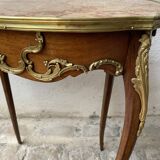 Napoleon III kidney table in Louis XV style with marble top
