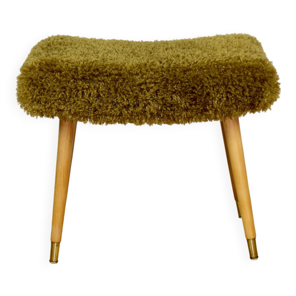 Tabouret haut Edmund Homa kaki / olive - pieds en hêtre doré