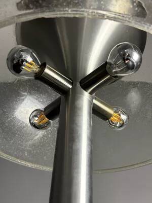 Midcentury space age large glass mushroom table lamprey Temde, 1960s