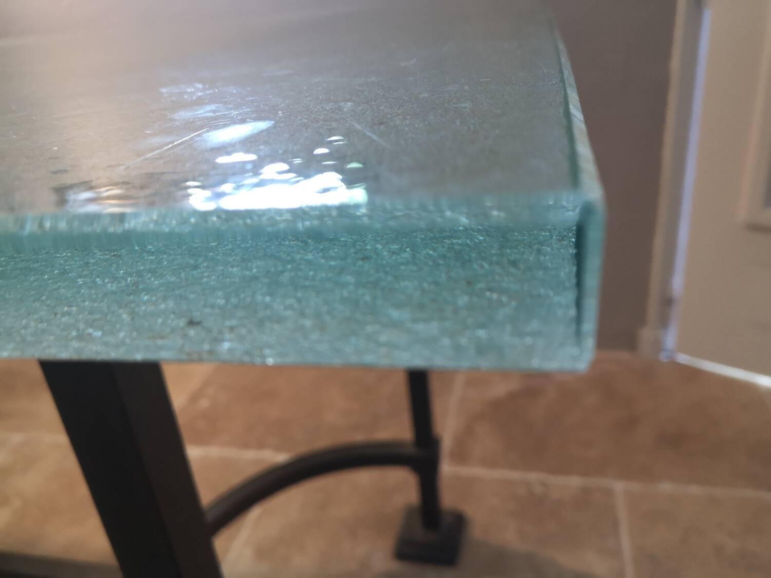 Designer table with glass top