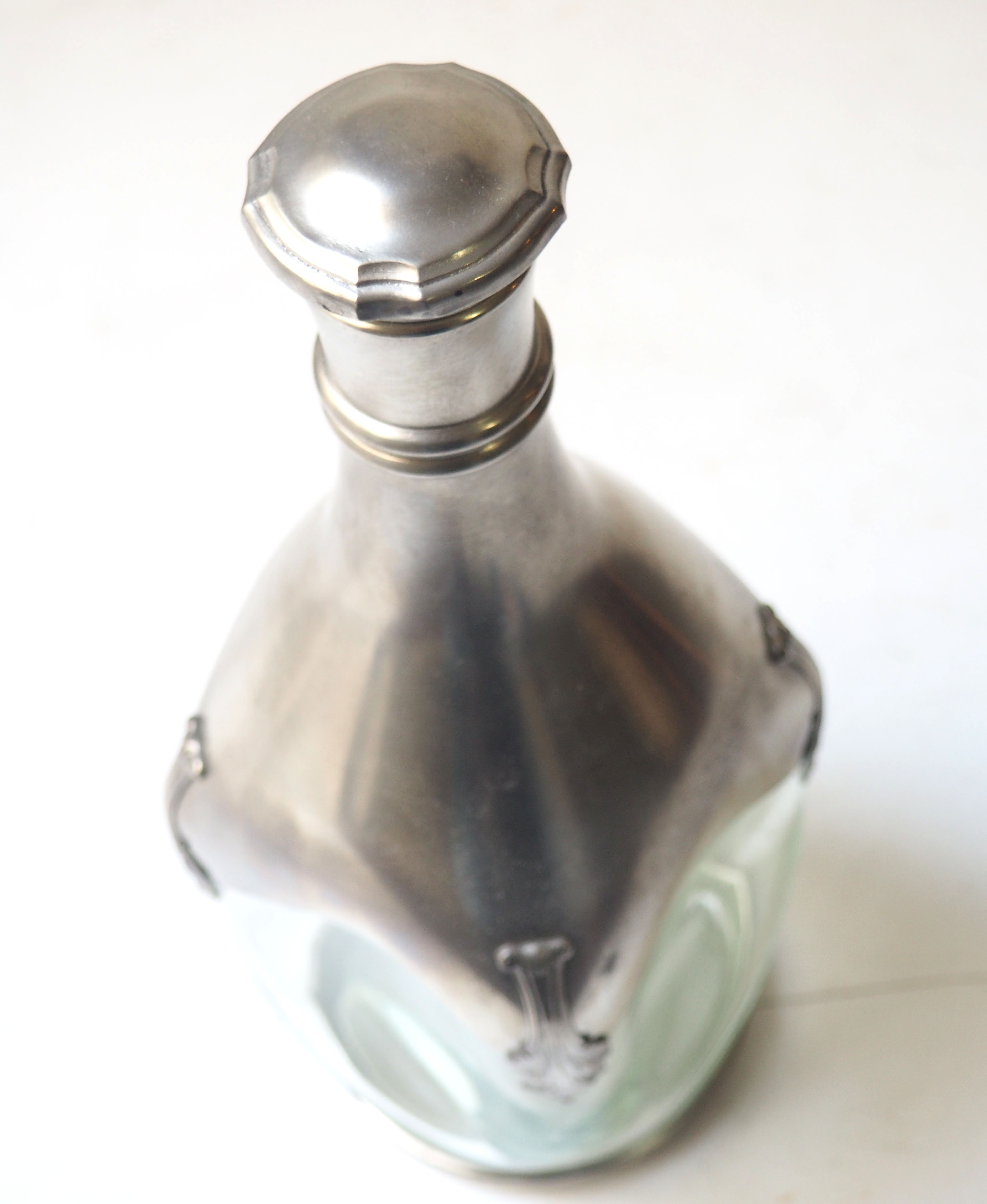 Crystal and pewter carafe