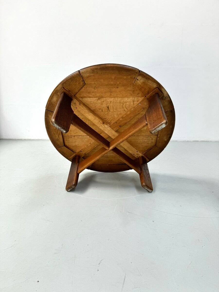 Table basse vintage de style brutaliste danois en chêne, années 1960