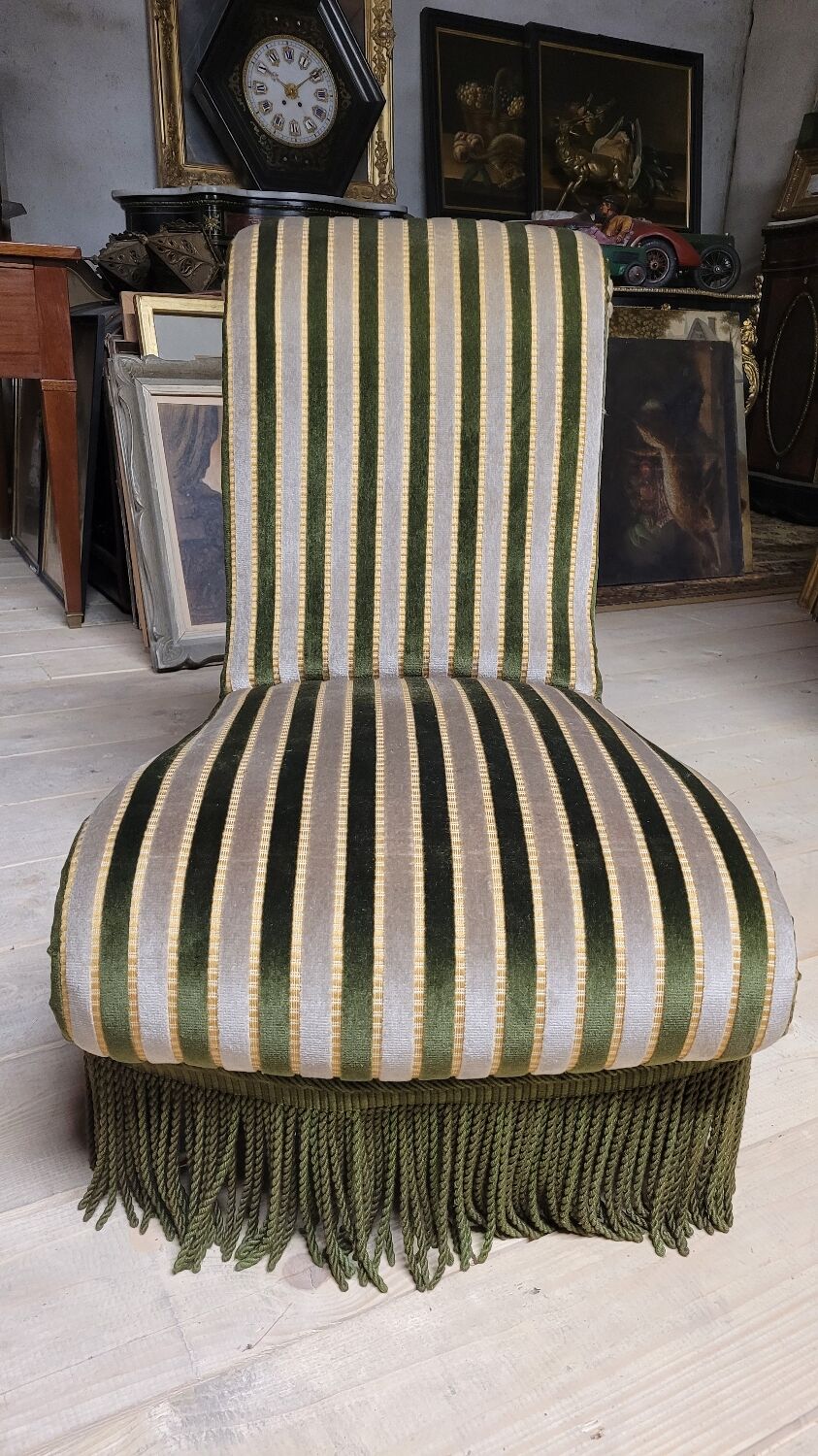 Napoleon III period velvet fireside chair