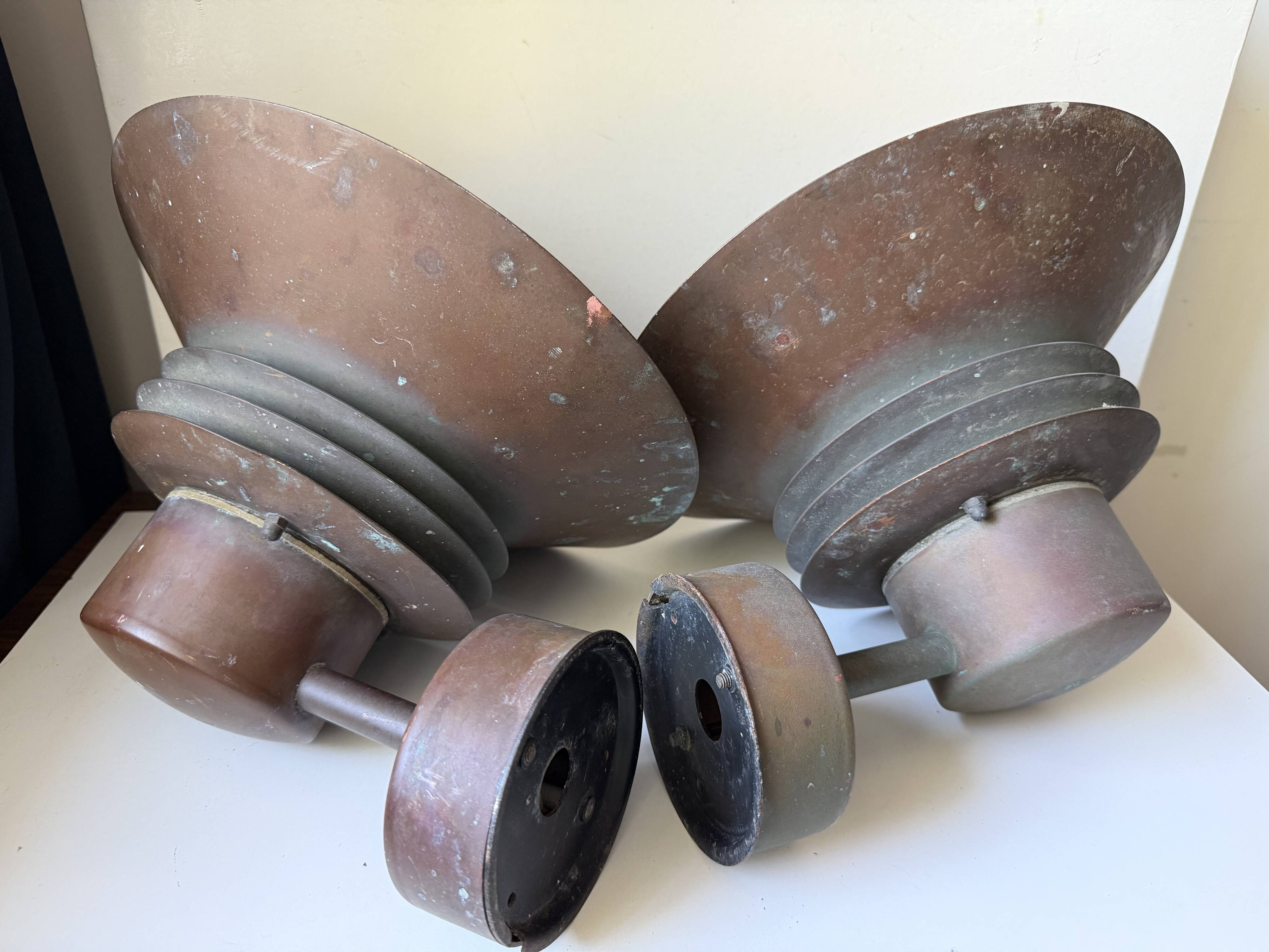 Pair of Danish Vintage Copper Wall Lamps