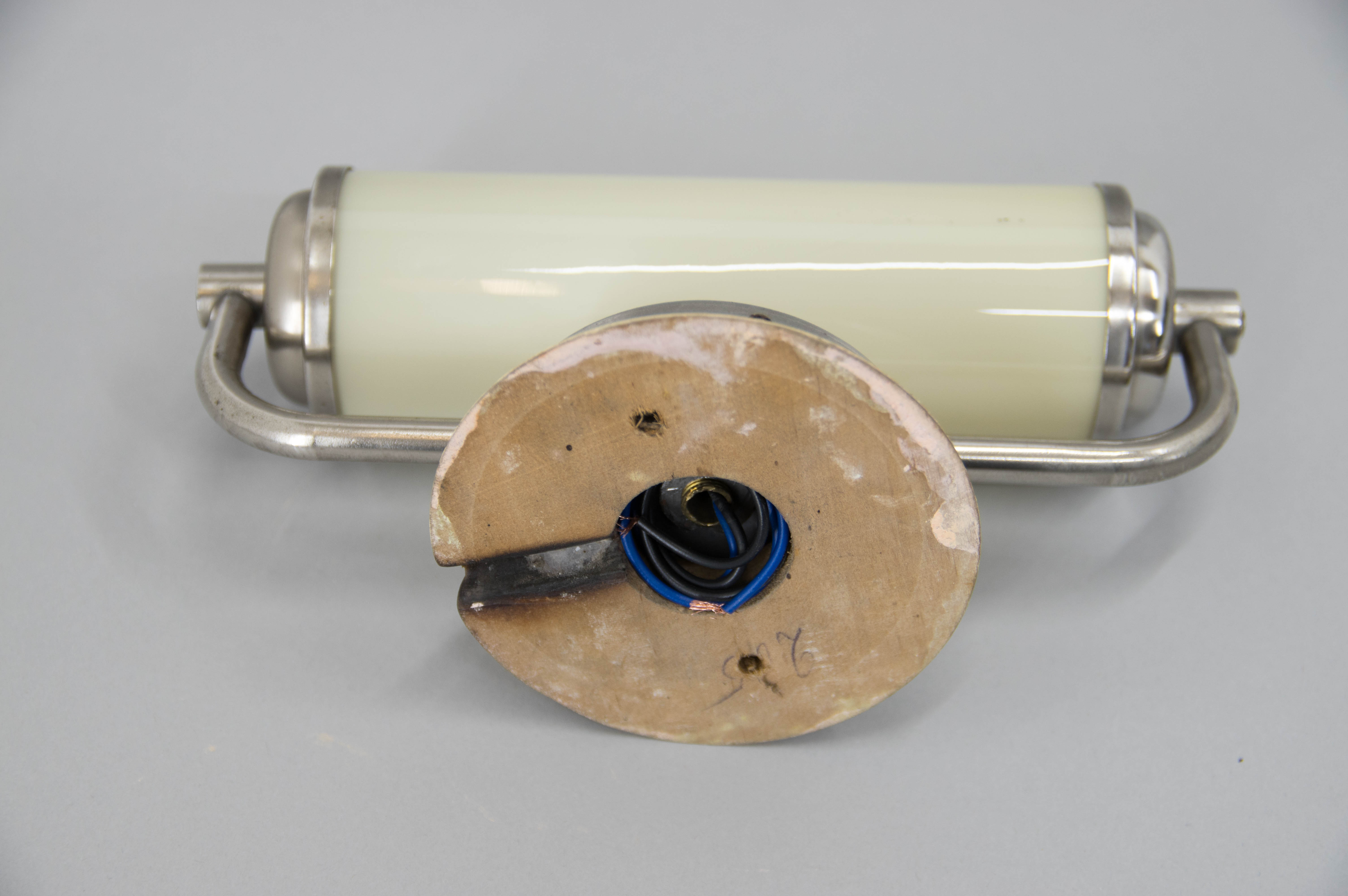 Art deco or bauhaus nickel-plated wall lamp, 1930