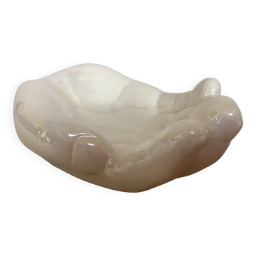 Iridescent white hand ring sizer pocket