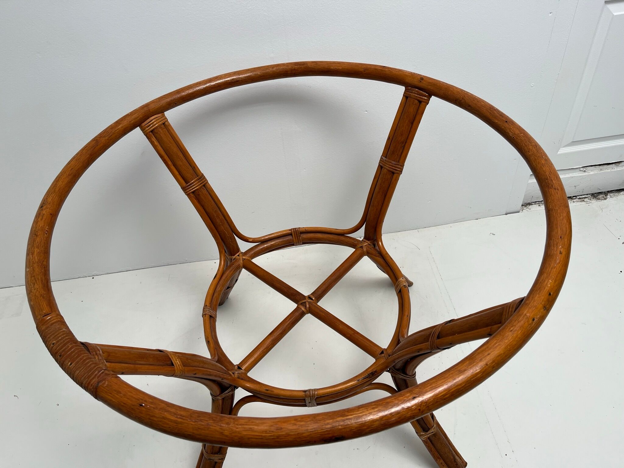 Vintage glass top rattan dining table