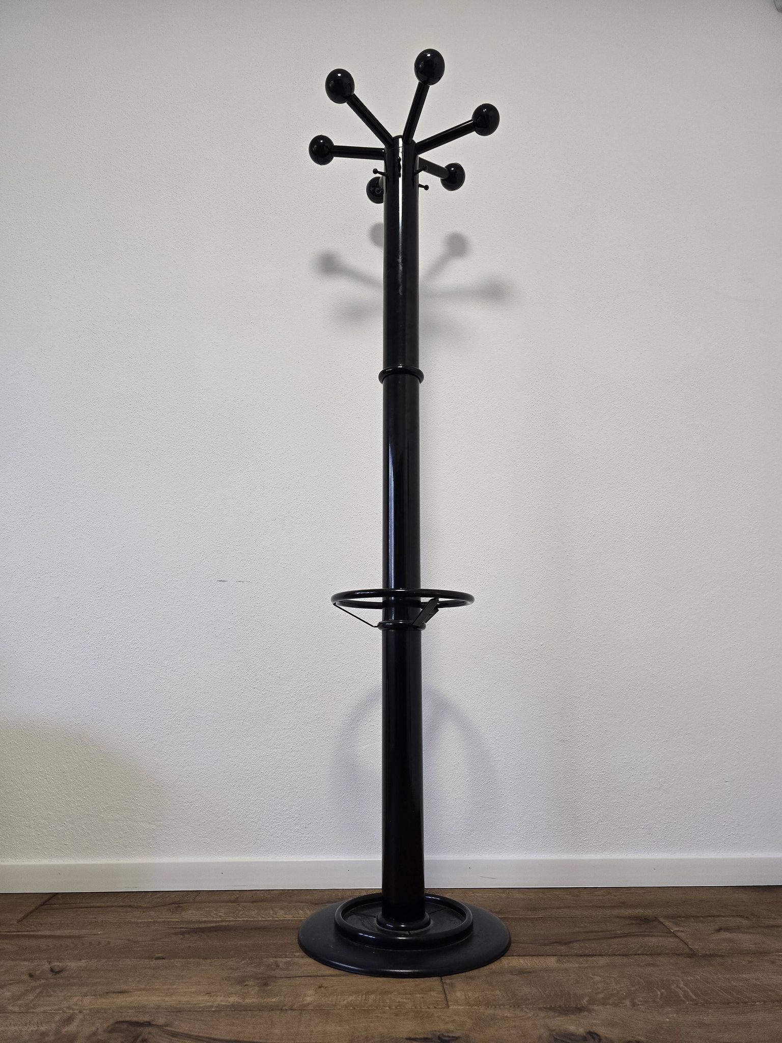 80s Stylish Black Coat Rack and Umbrella Stand