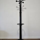 80s Stylish Black Coat Rack and Umbrella Stand