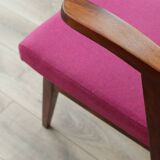 Vintage armchair in natural wool, magenta and red, 1970s
