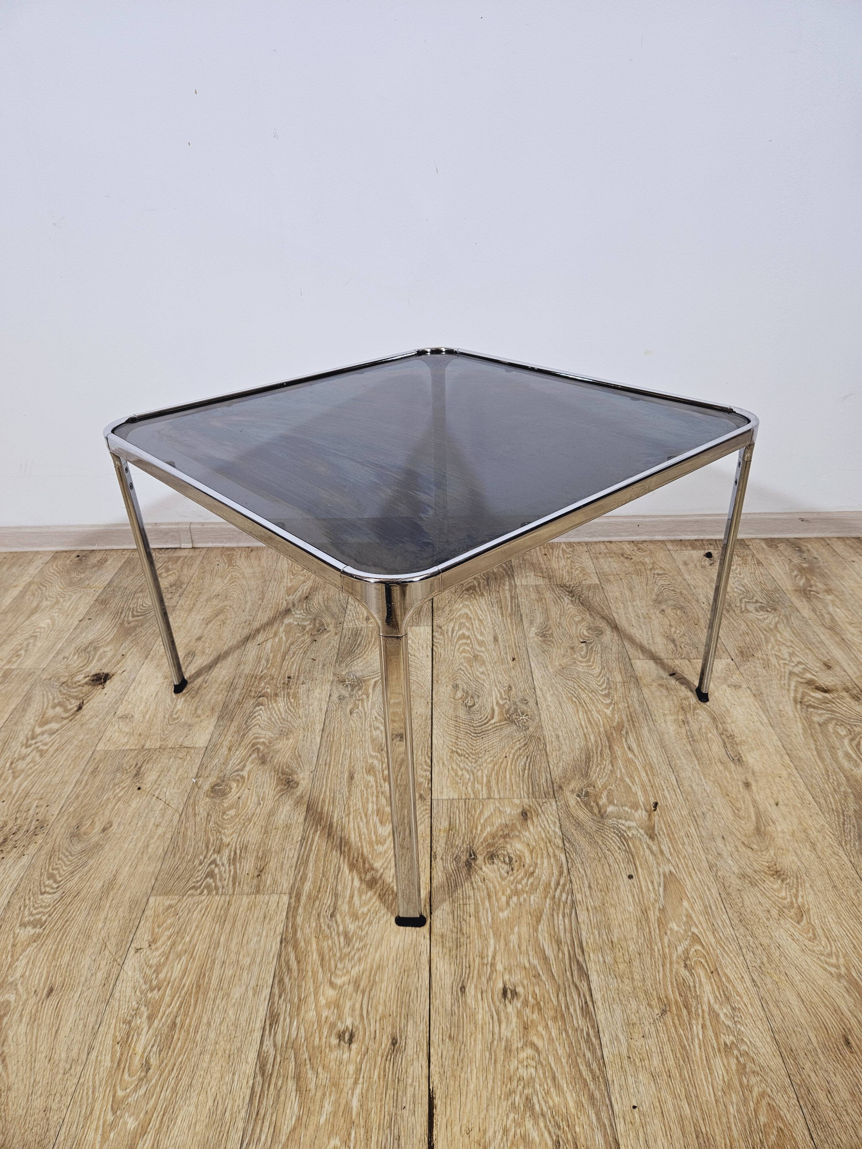 Mid-Century Modern Coffee Table – Chrome and Smoked Glass, Italy, 1970s.