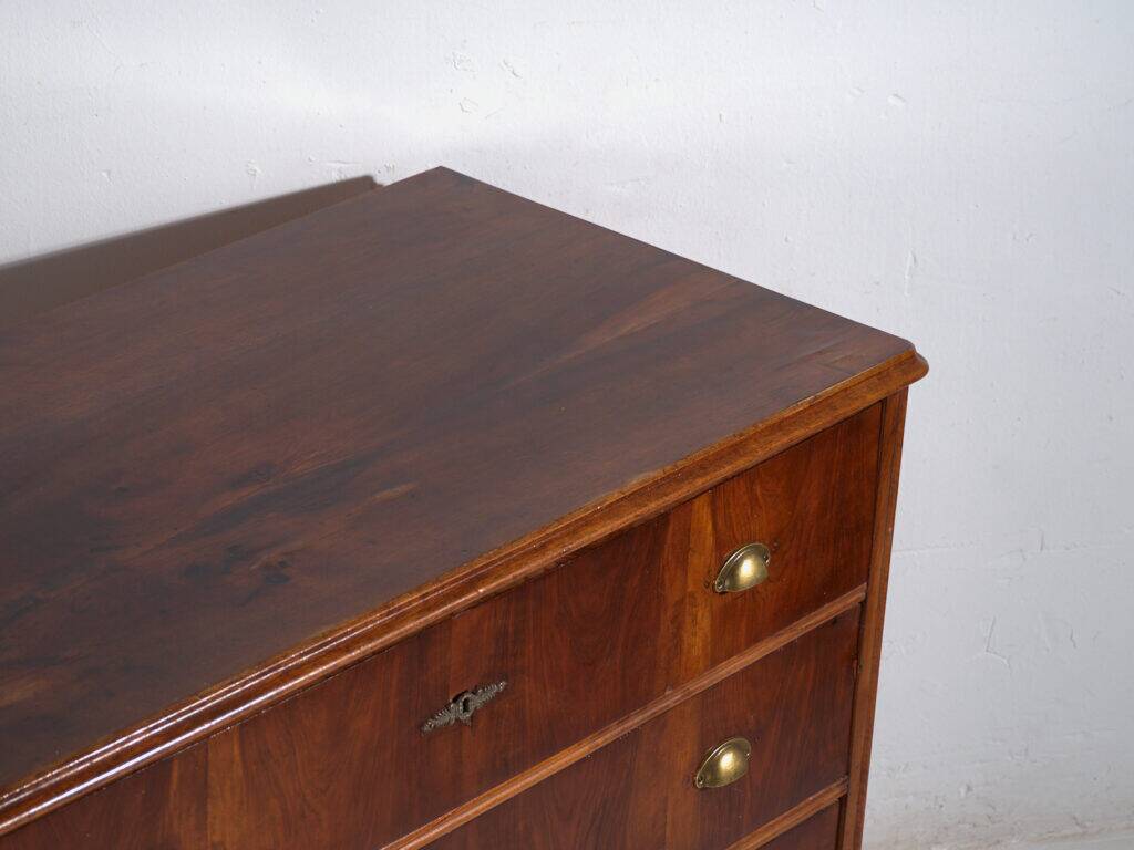 Antique pine chest of drawers with four drawers and brass handles – Central Europe, circa 1900