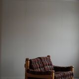 Brutalist two-seater sofa in solid pine, Swedish modernism, 1970s.