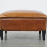 Large square sheepskin leather ottoman