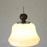 1 of 2 vintage white glass pendant light MCM hanging lamp Yugoslavia 1970's