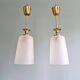 Pair of brass and cracked glass pendants, 1950-60.
