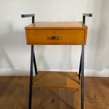 Vintage side table year 50 wood and metal dlg jacques hitier