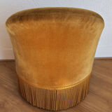 Fauteuil crapaud en velours jaune