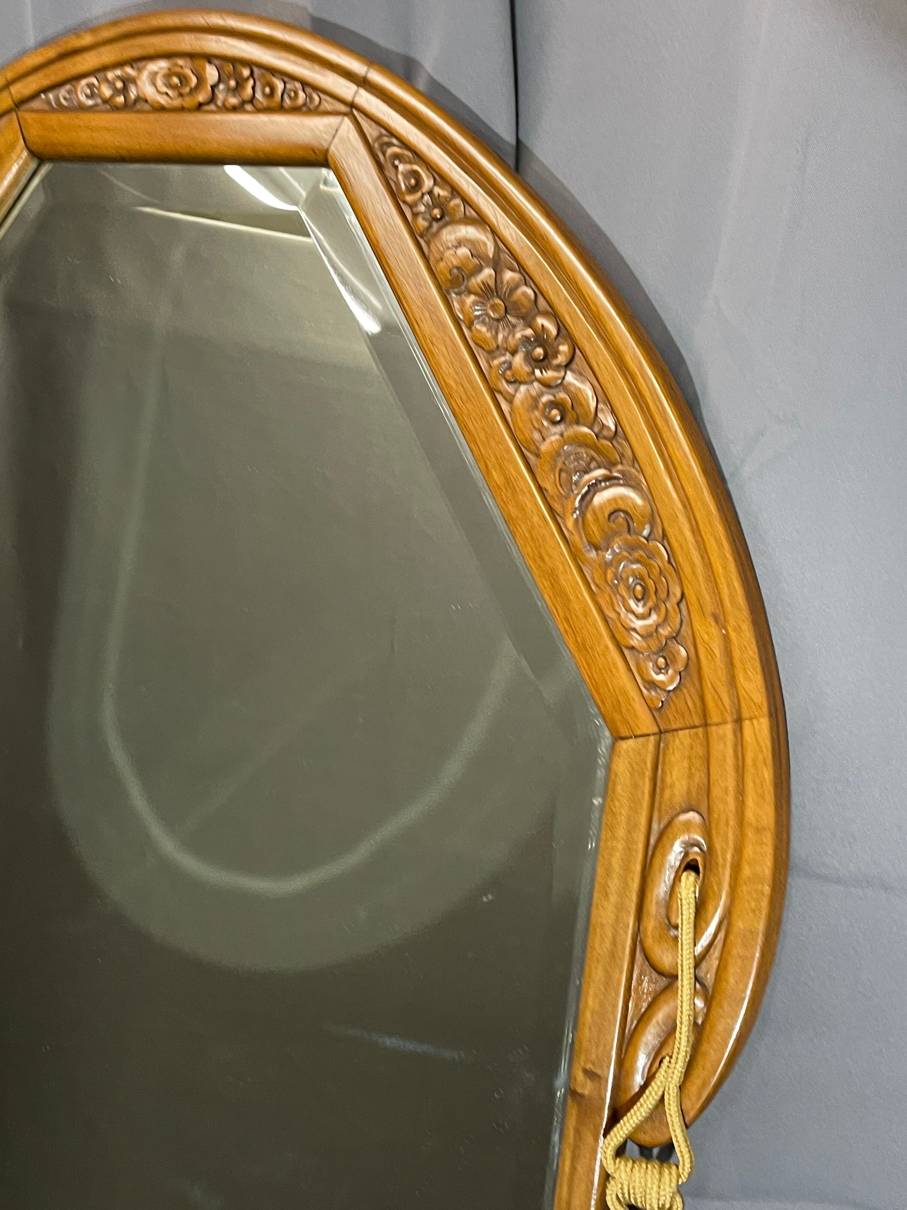 High mirror 118x78 art deco era solid walnut