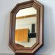 Vintage octagonal mirror in moulded oak – Belgium, circa 1970/1980