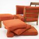 1930s art deco armchair with tabouret, czechoslovakia