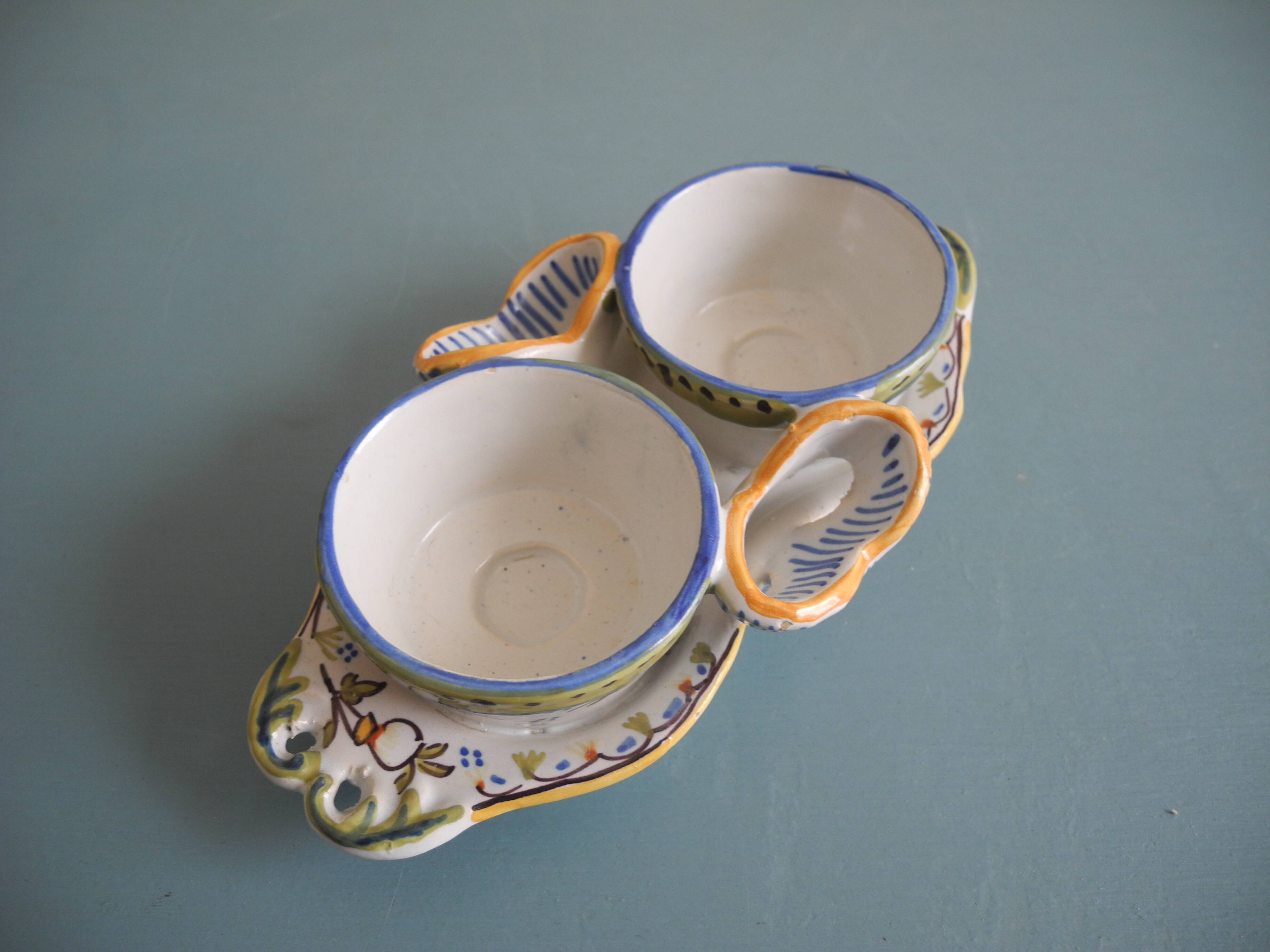 Salt cellar salt pepper cellar earthenware Desvres Géo Martel salt pepper cellar