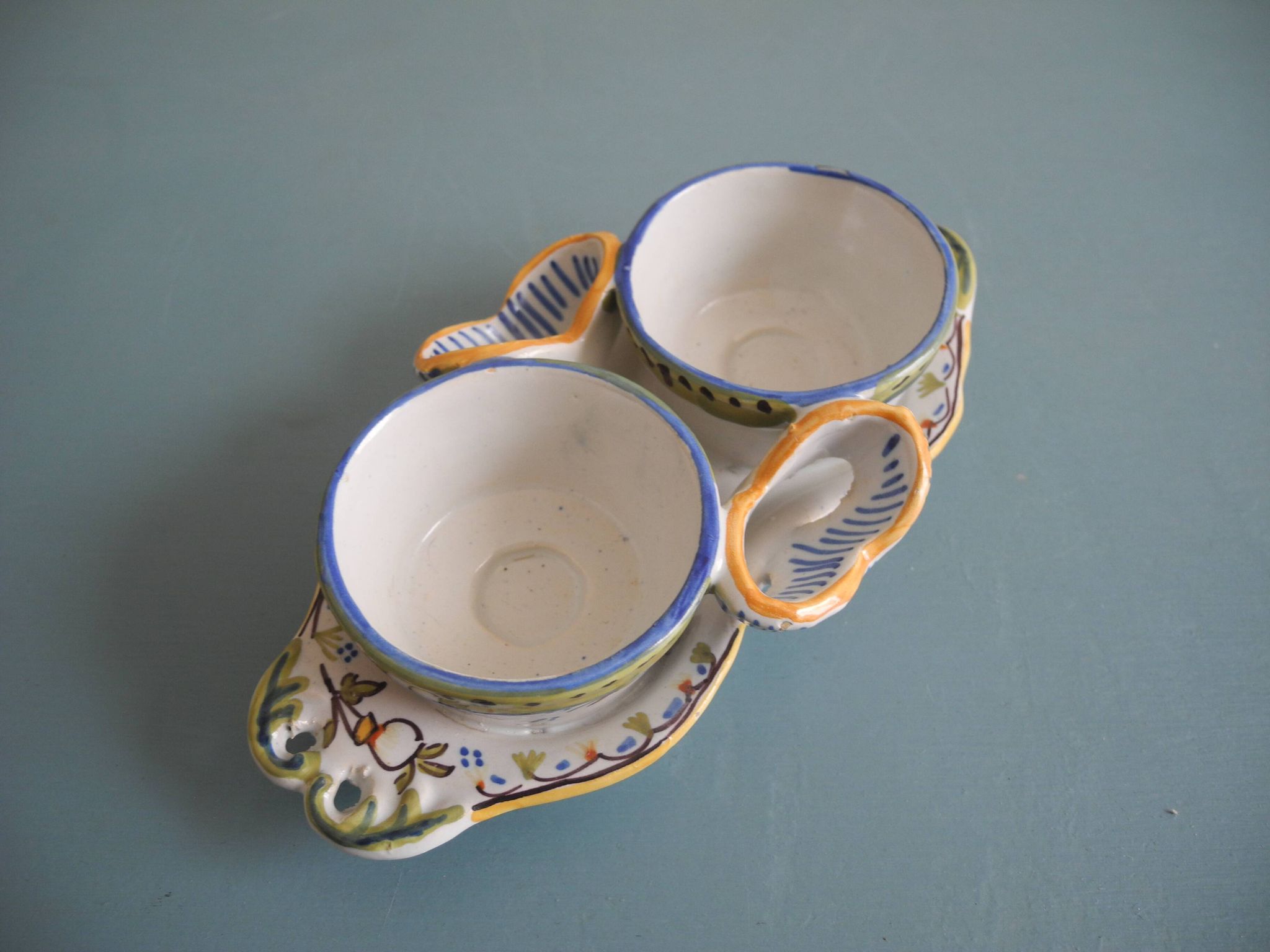 Salt cellar salt pepper cellar earthenware Desvres Géo Martel salt pepper cellar