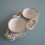 Salerons salière poivrière faience Desvres Géo Martel salt pepper cellar