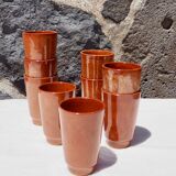 Set de 9 tasses gobelets en grès vernissé